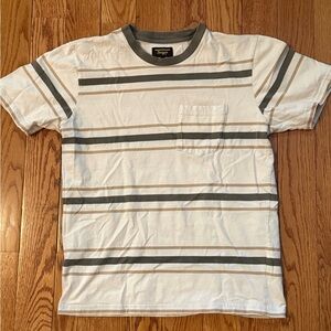 Seager Canyon Crew Striped Pocket T-Shirt Cream Tan Green Size L